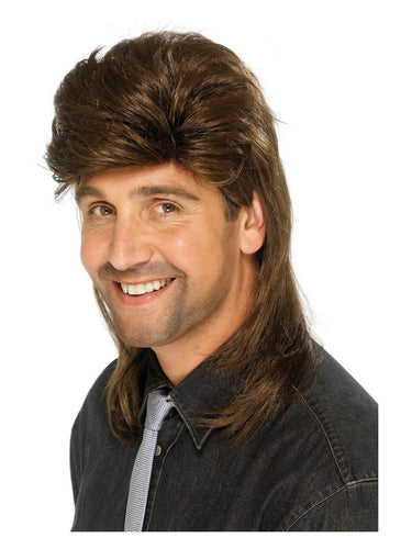 Mullet Wig, Brown – Front
